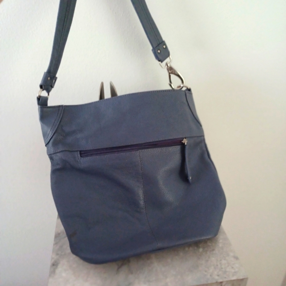 Stone & Company Blue Gray Leather Bucket bag